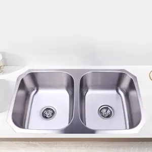 Hot Sale Prata Aço Inoxidável Pia Dupla Família Kitchen Ware Undermount Sink