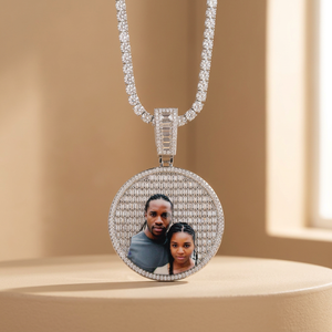 Silver Lab Grown Diamond <b>Memory</b> Photo Custom Picture Personalized <b>Gift</b> Iced Pendant Gold Plated Brilliant Cut IGI Certified for - Product Image 1