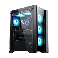 SAMA GZS B LED bande ordinateur de jeu boîtier PC en verre trempé tour moyenne avec câble USB3.0