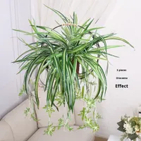 Plante suspendue artificielle en plastique, feuilles vertes, décoration murale, plante araignée à 4 branches, 70 cm, verdure, plantes en pot d'intérieur décoratives