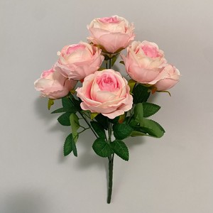 Bouquet de simulation 7 têtes de roses perle Montagne enneigée, teintes à la main, gaufrées et pressées à chaud, pour décoration murale florale de photographie de mariage - Product Image 3