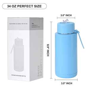 Gourde isotherme sous vide en acier inoxydable 34 oz (1 L) avec logo personnalisé, bouteille d'eau réutilisable avec intérieur en céramique - Product Image 4