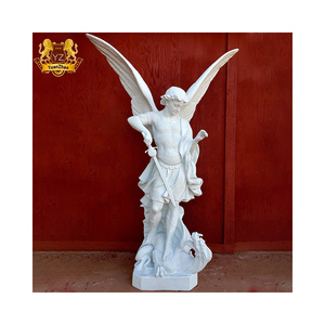Statue religieuse Saint-<span class=keywords><strong>Michael</strong></span> de l'archange, jardin, marbre blanc, pierre, Saint-archange, prix de la Sculpture - Product Image 1