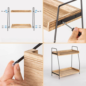 Boîte de rangement en bois à 2 niveaux pour la maison, le bureau ou la cuisine, pour ranger les épices et les accessoires pour dosettes de café - Product Image 6