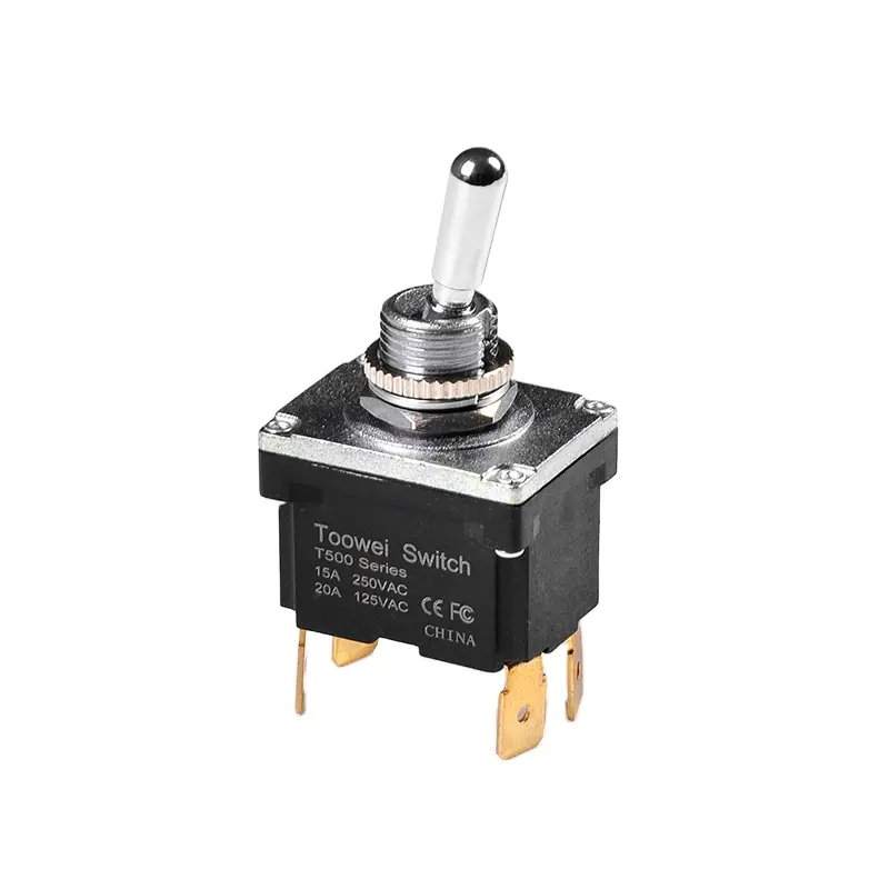Toowei 4 pin black dpdt waterproof brass toggle switch on-off with quick connect terminal ip67 CE FCC RoHS