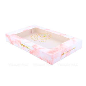 Boîte à donuts personnalisée avec motif de confettis, boîte de boulangerie bleu clair avec fenêtre transparente pour donuts et pâtisseries - Product Image 4