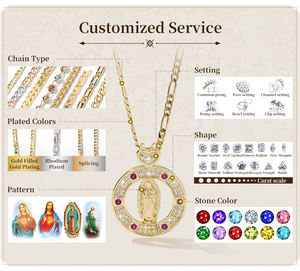 Joyería Religiosa Collar <span class=keywords><strong>con</strong></span> Colgante de Zircón de Guadalupe Virgen María <span class=keywords><strong>San</strong></span> <span class=keywords><strong>Benito</strong></span> Rosario <span class=keywords><strong>Cruz</strong></span> Bañado en Oro de 14k - Product Image 6