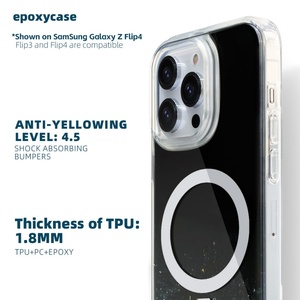Étui de téléphone portable en résine époxy magnétique brillant avec paillettes miroir électro-plaqué pour Iphone 15 14 13 12 Pro Max - Product Image 2