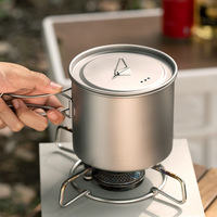 Casserole de camping pliable légère en titane pur, compatible avec les cuisinières à induction