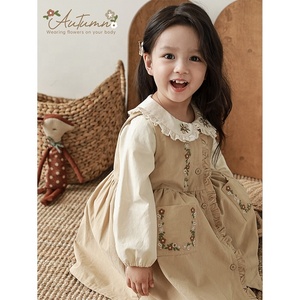 YOEHYAUL Q3245 autunno cotone ricamato per bambine e bambine camicetta abito <span class=keywords><strong>senza</strong></span> <span class=keywords><strong>maniche</strong></span> all'ingrosso per ragazze <span class=keywords><strong>camicia</strong></span> Top Dress Set - Product Image 3