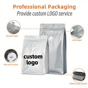 Sacs à café refermables personnalisés avec fermeture éclair latérale, fond plat, emballage en plastique, sac en aluminium pour grains de café avec valve - Product Image 2