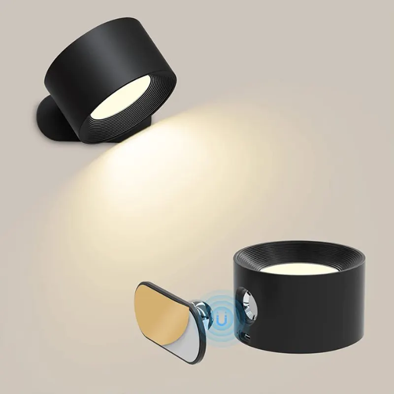 Lampes de lecture rechargeables par USB, rotation à 360 degrés, boule magnétique, contrôle tactile, applique murale LED pour chambre à coucher