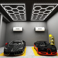 Plafonniers LED hexagonaux en nid d'abeille personnalisables et à intensité variable pour garage et atelier, AC 85-265V IP55 672W