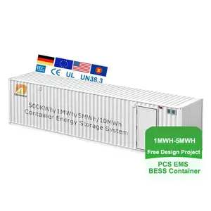 300 kwh 500kwh 1MWH containerized Solar hybrid prefab Battery energy storage container solution product equipment manufacturer