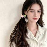 2 Buah/Set Ikat Rambut Anak Kartun Bintang Tulip Karet Manis 7Cm untuk Bayi Perempuan Aksesori Rambut Hewan Bunga Kasual