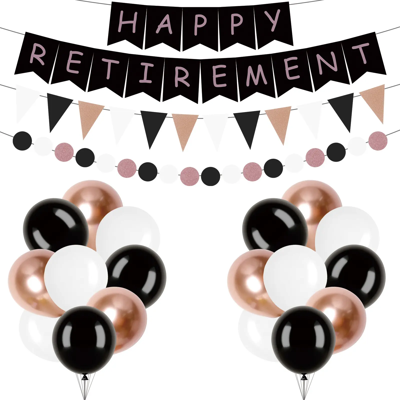 New retirement theme party decoration supplies letter pull flag cake flag balloon spiral hanging decoration scene layout