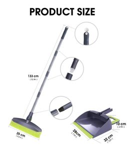 Balai rotatif en acier inoxydable avec brosses en plastique TPR, balai magique doux pour nettoyer les tapis et les sols, ensemble balai et pelle - Product Image 2