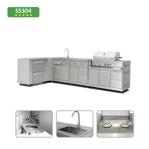 outdoor kitchen Best seller modular bbq door bbq kitchen stainless steel hanzong BBQ grill