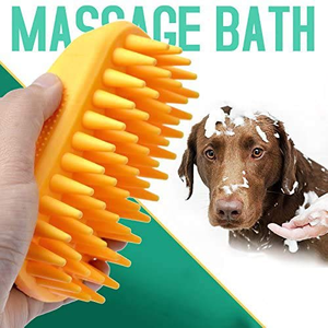 Brosse de bain pour animaux de compagnie en silicone, poils ultra-doux, monobloc, points de massage ultra-nettoyants, facile à accrocher, durable - Product Image 4
