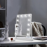 Miroir de maquillage rectangulaire Portable pour femmes, miroir de coiffeuse avec lumière Led