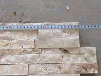 Revêtement mural en pierre de travertin naturel empilée, pierre de culture beige, pour façade extérieure de villa