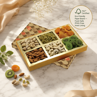 Boîte d'emballage écologique en or pour aliments, boîte d'emballage en papier biodégradable pour noix et fruits secs