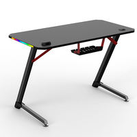 Mesa de juegos RGB LED en forma de Z, escritorio de ordenador de estilo moderno para oficina en casa, Gamer de Metal, PC, estación de trabajo, mesa de oficina de estilo de carreras