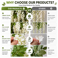 Plante Artificielle de Simulation Végétale 140cm, Glycine Blanche en Soie Réaliste, Étanche et Écologique, Décoration Florale pour Plafond