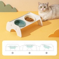 Pot pour chat en céramique surélevé incliné bol d'alimentation pour animaux de compagnie de Style européen Double bol de nourriture pour chat Double bol pour animaux de compagnie surélevé mangeoire pour chiens