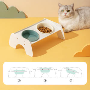 Olla de cerámica elevada inclinada para gatos, cuenco de alimentación para mascotas de estilo europeo, cuenco doble para comida para gatos, cuenco elevado doble para mascotas, alimentador para perros - Product Image 2