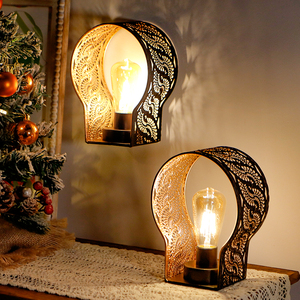 Bộ 2 Pin hoạt động đèn độc đáo không dây sconces đèn lồng kim loại lồng Treo Tường Đèn với 6 giờ hẹn giờ cho trang trí nội thất - Product Image 1