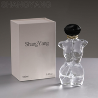 Botol Parfum Kaca Bentuk Tubuh Wanita Elegan 100ml, Bentuk Unik, Botol Atomizer Parfum Semprot Transparan Wanita Seksi dengan Kemasan Kotak