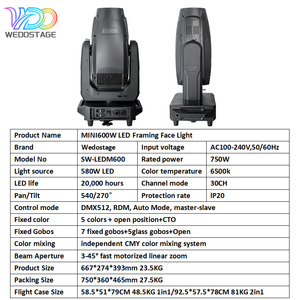 ไฟเวทีแบบเคลื่อนย้ายได้ Wedostage 600W 3in1 รุ่น <span class=keywords><strong>Beam</strong></span> Wash Spot CMY CTO DMX512 สำหรับคลับ ดิสโก้ ปาร์ตี้ และงานอีเว้นท์ - Product Image 3