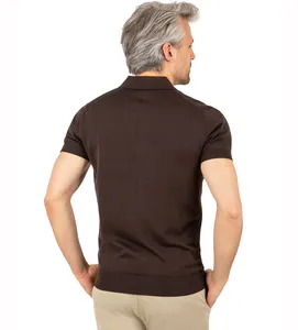 Toptan düşük fiyat örme Golf Polo T Shirt düz özel erkek 30% ipek % 70% pamuk kısa kollu Polo GÖMLEK