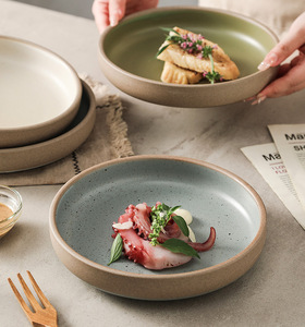<span class=keywords><strong>Assiette</strong></span> Rustique en Céramique Mate de Haute Qualité pour Pâtes, Salades, Pizzas, Sushis et Desserts – Vente en Gros - Product Image 6