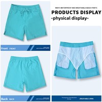 Shorts de plage pour hommes, cordon de serrage, couleur unie, décontractés, hydrofuges, respirants, séchage rapide, coupe droite, nylon polyamide