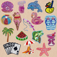 Patchs thermocollants brodés à sequins, motif Dauphin Tropical, Coquillage, Plage, pour T-shirt