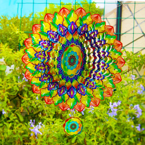 Novedad para Navidad: Molinillos de Viento Metálicos con Diseño de Mandala para Decoración de Jardín y Patio, Adornos Decorativos 3D con Cuerda - Product Image 6