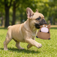 Jouet pour chien en latex, forme de vache brune aux yeux bouleversés, jouet à mâcher pour chiot, jouet interactif pour animaux de compagnie, pour chiens de petite et moyenne taille