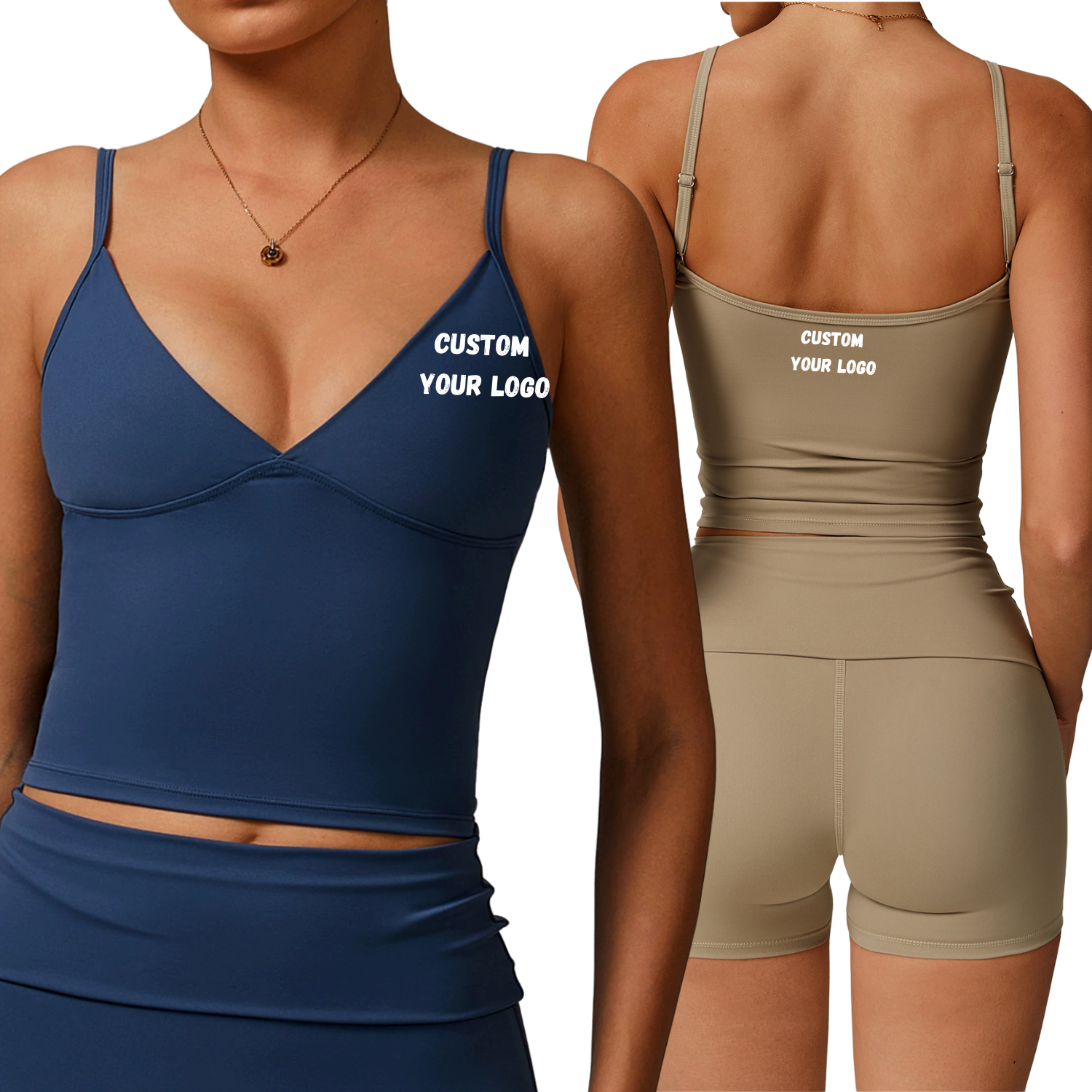 Fashion Athleisure Women High Elasticity Fitness V-Neck Sports Tank Top Adjustable Strap Yoga Crop Top