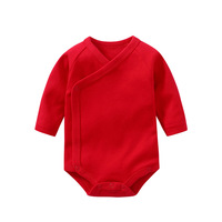Combinaison bébé manches longues printemps-automne, pyjama bébé en coton pur, couleur unie, barboteuse en tricot pour nouveau-né