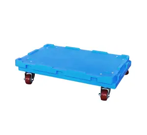 JOIN Airport Rolling Dolly Plastic Board Dolly piattaforma in plastica industriale a quattro ruote in plastica inossidabile argento carrello mobile