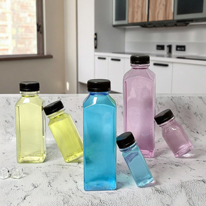 Thân Thiện Với Môi <span class=keywords><strong>100Ml</strong></span> 250Ml 300Ml 350Ml 400Ml 500Ml Vuông Trong Suốt <span class=keywords><strong>Pet</strong></span> Chai Nhựa Bao Bì Cho Nước Trái Cây - Product Image 1