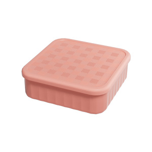 Silicone Lunch Box Square Three Compartment <b>Microwave</b> Safe Food Storage Container <b>Set</b> - Product Image 1
