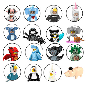 Figuras Sorpresa en Bolsa Ciega de Animales de Dibujos Animados: Ciervo Sika, Cachorro, Unicornio, Pingüino, Tiburón, Conejo. Set de Bloques de Construcción de Plástico para Ensamblar. - Product Image 1