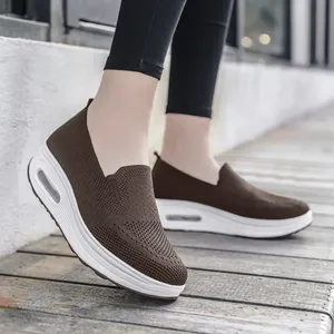 Baskets vulcanisées tendance pour femmes, plateforme printemps, couleur unie, décontractées, respirantes, à talon compensé, chaussures de marche, tige en PU, coton, USA - Product Image 2