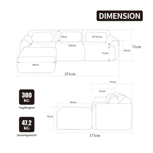 Divano Componibile Modulare in Tessuto Chenille, Divano Comprimibile Rimovibile a Forma di L <span class=keywords><strong>per</strong></span> <span class=keywords><strong>Soggiorno</strong></span>, Arredamento Casa - Product Image 3