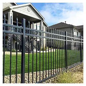 High Quality American Style Galvanized Wrought Iron Fence Panel and Gate for Yard and House Security Modern Design