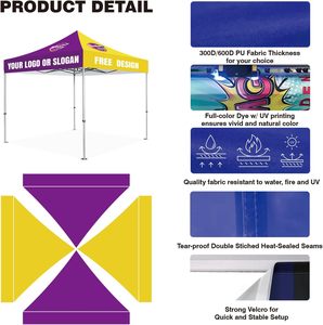 Toldo de negocios portátil 3x3 duradero personalizado, Bandera de pared, estilo banderín, accesorio de exhibición para Feria Comercial - Product Image 2