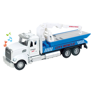 Camions de remorquage <span class=keywords><strong>en</strong></span> métal avec crochet et voiture pour garçons Jouets à tirer avec lumière et son pour enfants (1:32 camion de remorquage <span class=keywords><strong>en</strong></span> métal) - Product Image 1
